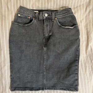 Classic Black Denim Skirt